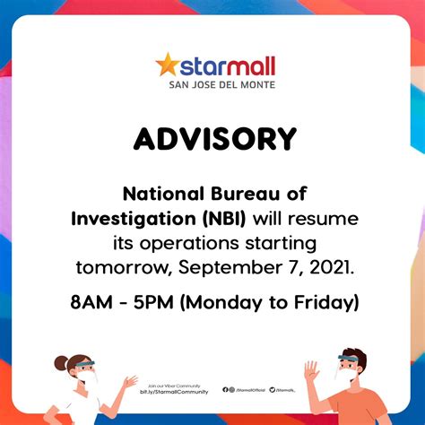 nbi starmall|Advisory: NBI is closed .